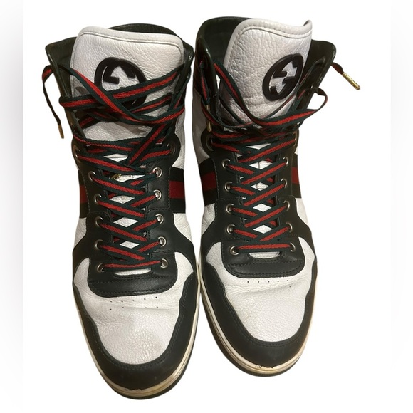Gucci Vintage High Top Men’s Sneakers Classic Red & Green Size 10.5G - Picture 3 of 8